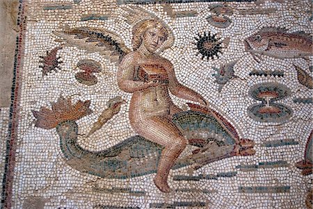 Part of Amphitrite mosaic, House of Amphitrite, Roman ruin of Bulla Regia, Tunisia, North Africa, Africa Stock Photo - Rights-Managed, Code: 841-03031098