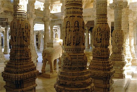 designs for decoration of pillars - Jain temple of Adinatha, Ranakpur, Rajasthan, India, Asia Stock Photo - Rights-Managed, Code: 841-03032792