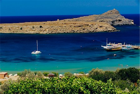 simsearch:841-02946821,k - View of Lindos Bay, Rhodes, Dodecanese Islands, Greece Stock Photo - Rights-Managed, Code: 841-03033610