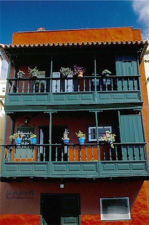 Casa de los Balcones (typical Canarian house with balcony), Santa Cruz de la Palma, La Palma, Canary Islands, Spain, Atlantic, Europe Foto de stock - Con derechos protegidos, Código: 841-03033640