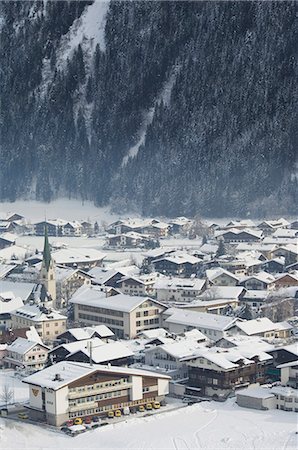 snowy austria village - Village of Mayrhofen ski resort, Zillertal Valley, Austrian Tyrol, Austria, Europe Stock Photo - Rights-Managed, Code: 841-03054761