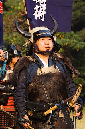 re-enactment - Samurai costume battle reenactment, Harajuku District, Tokyo, Honshu Island, Japan, Asia Stock Photo - Rights-Managed, Code: 841-03055607