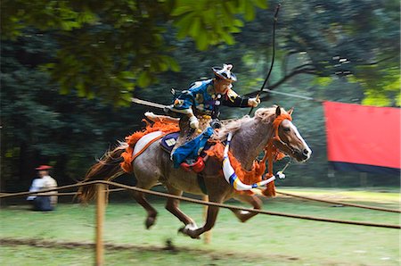 Horse Back Archery Competition (Yabusame), Harajuku District, Tokyo, Honshu Island, Japan, Asia Stock Photo - Rights-Managed, Code: 841-03055608
