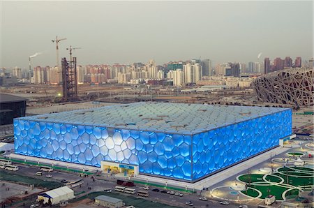 The Water Cube National Aquatics Center swimming arena and National Stadium at the Olympic Park, Beijing, China, Asia Foto de stock - Con derechos protegidos, Código: 841-03055989