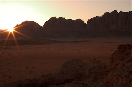desert rocky and sand - Sunset, desert scenery, Wadi Rum, Jordan, Middle East Stock Photo - Rights-Managed, Code: 841-03056438