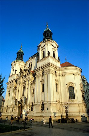 Exterior of Baroque St. Nicholas Church, Old Town Square, Stare Mesto, Prague, UNESCO World Heritage Site, Czech Republic, Europe Stock Photo - Rights-Managed, Code: 841-03056995