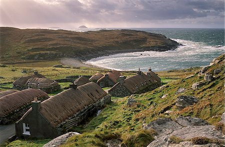 Garenin Black House village, Garenin (Gearranan), west coast of Lewis, Isle of Lewis, Outer Hebrides, Scotland, United Kingdom, Europe Stock Photo - Rights-Managed, Code: 841-03064607