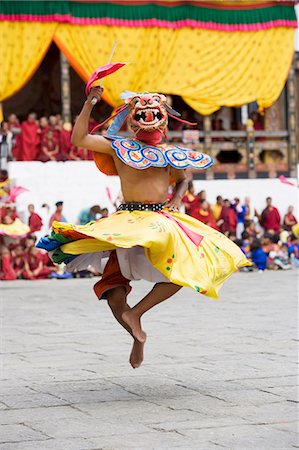 Buddhist festival (Tsechu), Trashi Chhoe Dzong, Thimphu, Bhutan, Asia Stock Photo - Rights-Managed, Code: 841-03065207