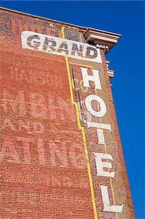 Faded murals on the Grand Hotel, National Historic District, Butte, Montana, United States of America, North America Stock Photo - Rights-Managed, Code: 841-03065703