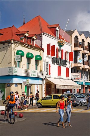 Stores on Ernest Deproge Street, Fort-de-France City, Martinique, French Antilles, West Indies, Caribbean, Central America Stock Photo - Rights-Managed, Code: 841-03066056