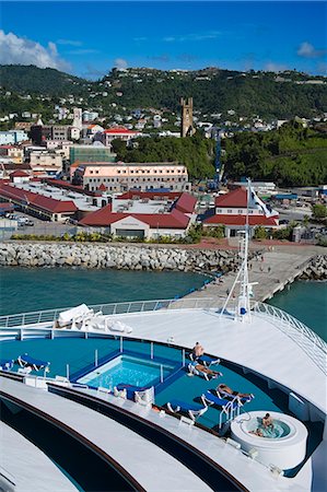 simsearch:841-03066251,k - Docked cruise ship, Esplanade area, St. George's, Grenada, Windward Islands, Lesser Antilles, West Indies, Caribbean, Central America Stock Photo - Rights-Managed, Code: 841-03066102