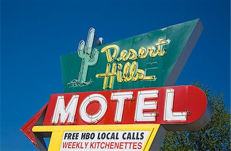 Desert Hills Motel Sign, Historic Route 66, Downtown Tulsa, Oklahoma, United States of America, North America Stock Photo - Rights-Managed, Code: 841-03066272