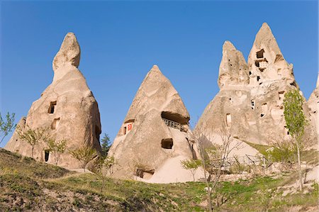 Old troglodytic cave dwellings in Uchisar, Cappadocia, Anatolia, Turkey, Asia Minor, Eurasia Stock Photo - Rights-Managed, Code: 841-03067126