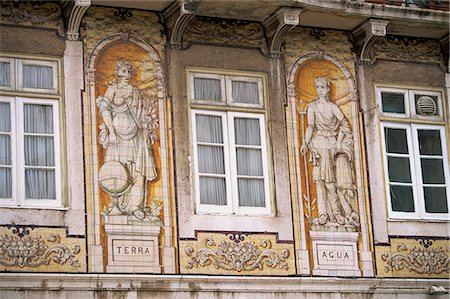 Tiled facade of building in the old Baixa district, Lisbon, Portugal, Europe Stock Photo - Rights-Managed, Code: 841-03067348