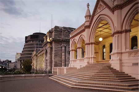 Beehive, Parliament House and Parliamentary Library, Wellington, North Island, New Zealand, Pacific Stock Photo - Rights-Managed, Code: 841-03062387