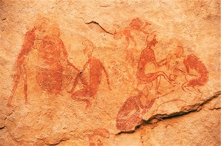 prehistoric - Rock paintings, Uan Amil, Akakus, Southwest desert, Libya, North Africa, Africa Stock Photo - Rights-Managed, Code: 841-03063534