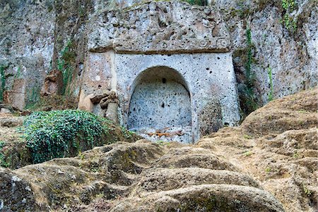 etruscan (places and things) - The Tomb of the Mermaid, The Sopraripa Necropolis, Etruscan Necropolis of Sovana, Sovana, Grosseto, Tuscany, Italy, Europe Stock Photo - Rights-Managed, Code: 841-03063614