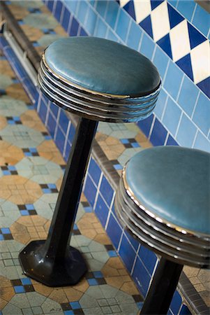 diner stools - Gilmore Car Museum, Hickory Corners, Michigan, United States of America, North America Stock Photo - Rights-Managed, Code: 841-03063899