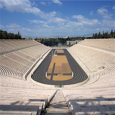 The Stadium dating from about 330 BC, restored for the first modern Olympiad in 1896, in Athens, Greece, Europe Stock Photo - Rights-Managed, Code: 841-03489652