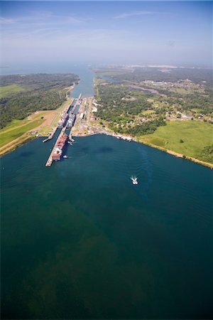 panama canal shipping - Container ships in Gatun Locks, Panama Canal, Panama, Central America Stock Photo - Rights-Managed, Code: 841-03505197