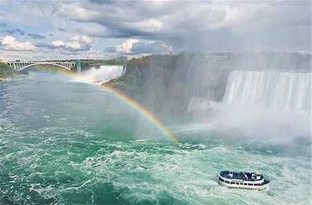 Maid of the Mist tour excursion boat under the Horseshoe Falls waterfall with rainbow at Niagara Falls, Ontario, Canada, North America Stock Photo - Rights-Managed, Code: 841-03505440