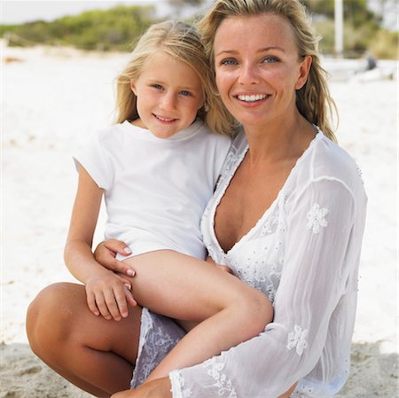 Mother and daughter (6-8) on beach Stock Photo - Rights-Managed, Code: 841-03507739