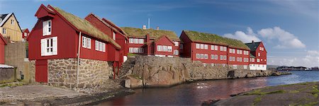 Panoramic view of traditional turf-roofed government buildings on Tinganes peninsula, Torshavn, Streymoy, Faroe Islands (Faroes), Denmark, Europe Stock Photo - Rights-Managed, Code: 841-03507821