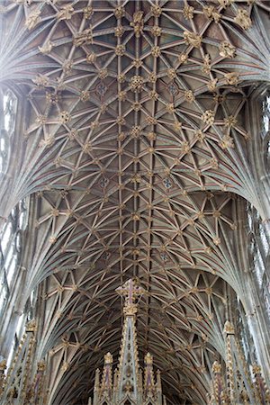simsearch:841-03031656,k - Vaulting in the roof, Gloucester Cathedral, Gloucester, Gloucestershire, England, United Kingdom, Europe Stock Photo - Rights-Managed, Code: 841-03517122