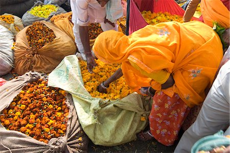 Woman buying marigolds, flower market, Bari Chaupar, Jaipur, Rajasthan, India, Asia Stock Photo - Rights-Managed, Code: 841-03518806