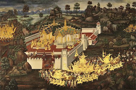 painting (fine art) - Scene from The Galleries, Royal Monastery, Grand Palace, Bangkok, Thailand, Southeast Asia, Asia Stock Photo - Rights-Managed, Code: 841-03674128