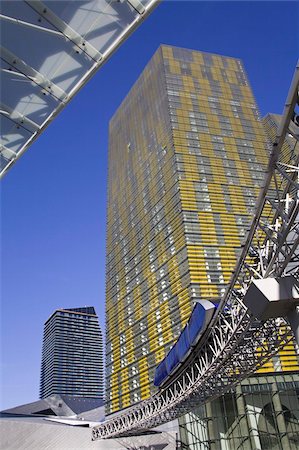 Monorail and Veer Towers at CityCenter, Las Vegas, Nevada, United States of America, North America Stock Photo - Rights-Managed, Code: 841-03674895