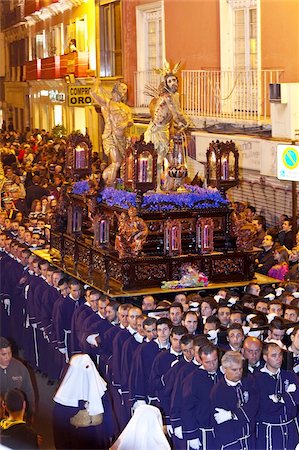 simsearch:841-06807735,k - Religious float being carried through the streets during Semana Santa (Holy Week) celebrations, Malaga, Andalucia, Spain, Europe Stock Photo - Rights-Managed, Code: 841-03674991