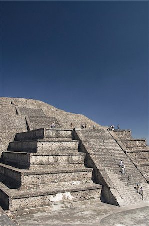 Touristes de monter les escaliers, pyramide de la lune, Zone archéologique de Teotihuacan, patrimoine mondial de l'UNESCO, Mexique, Amérique du Nord Photographie de stock - Rights-Managed, Code: 841-03675277