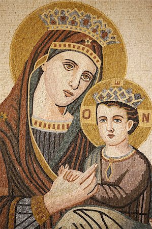 Virgin and Child mosaic in St. George's Orthodox church, Madaba, Jordan, Middle East Stock Photo - Rights-Managed, Code: 841-03675683