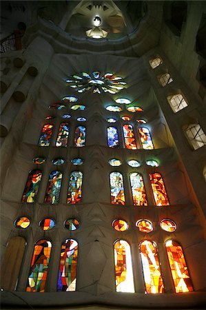 Stained glass in Sagrada Familia, Barcelona, Catalonia, Spain, Europe Stock Photo - Rights-Managed, Code: 841-03676007