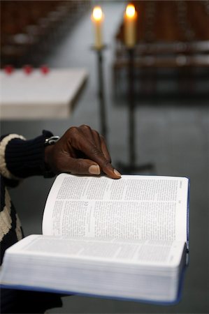 African man reading the Bible in a church, Paris, France, Europe Stock Photo - Rights-Managed, Code: 841-03676020