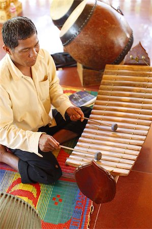 Gamelan instruments in a Cambodian pagoda, Siem Reap, Cambodia, Indochina, Southeast Asia, Asia Stock Photo - Rights-Managed, Code: 841-03676040