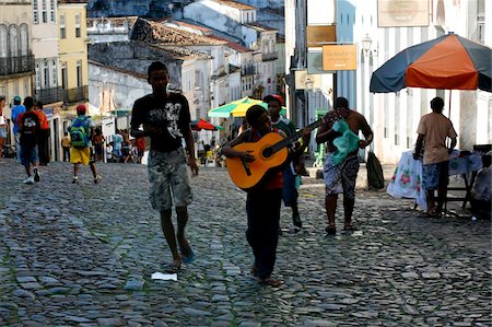 salvador - A young guitarist in the Pelourinho district, Salvador de Bahia, Brazil, South America Foto de stock - Con derechos protegidos, Código: 841-03676094
