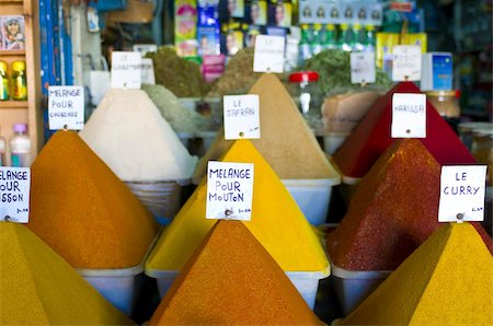 Colourful spices in the souk of the coastal city of Essaouira, Morocco, North Africa, Africa Stock Photo - Rights-Managed, Code: 841-03676248