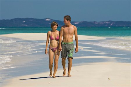 Happy couple on their honeymoon at the beautiful beach of Nosy Iranja near Nosy Be, Madagascar, Indian Ocean, Africa Stock Photo - Rights-Managed, Code: 841-03676371