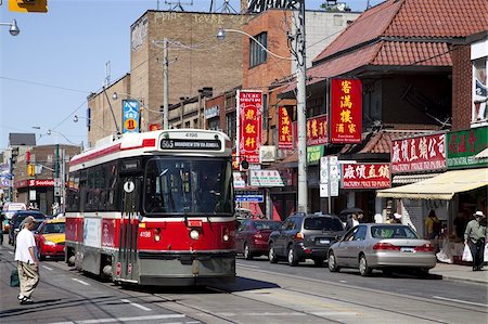 Toronto streetcar on Dundas Street West, Chinatown, Toronto, Ontario, Canada, North America Stock Photo - Rights-Managed, Code: 841-03677100