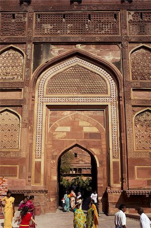 The ornate Amar Singh Gate, the entrance to the Agra Fort, UNESCO World Heritage Site, Agra, India, Asia Stock Photo - Rights-Managed, Code: 841-03672262