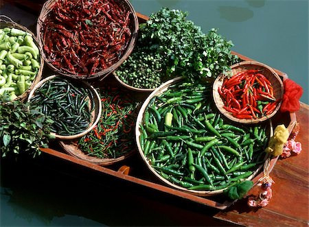 simsearch:841-03033826,k - An assortment of chillies, a staple ingredient of Thai cooking, on sale on a boat in a floating market in Thailand, Southeast Asia, Asia Stock Photo - Rights-Managed, Code: 841-03672283