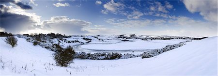 desolate - Panoramic view of snow-covered landscape beneath blue winter sky looking towards meandering River Aln, Lesbury, near Alnwick, Northumberland, England, United Kingdom, Europe Foto de stock - Con derechos protegidos, Código: 841-03672392