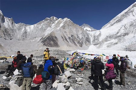 Trekkers arriving at Everest Base Camp, Solu Khumbu Everest Region, Sagarmatha National Park, Himalayas, Nepal, Asia Stock Photo - Rights-Managed, Code: 841-03672824