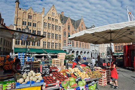 Market in market square, Old Town, UNESCO World Heritage Site, Bruges, Flanders, Belgium, Europe Stock Photo - Rights-Managed, Code: 841-03673055