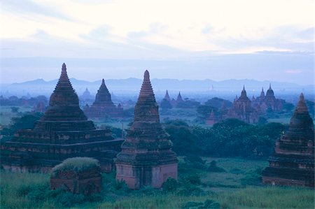 Buddhist temples at dawn, Bagan (Pagan) archaeological site, Mandalay Division, Myanmar (Burma), Asia Stock Photo - Rights-Managed, Code: 841-03673815