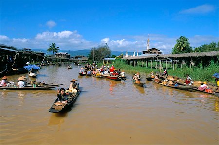 Floating market, Ywama, Inle Lake, Shan State, Myanmar (Burma), Asia Stock Photo - Rights-Managed, Code: 841-03673854