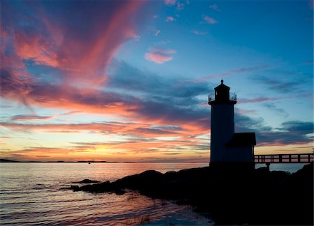 Silhouette of the Annisquam lighthouse at sunset, Annisquam near Rockport, Massachussetts, New England, United States of America, North America Stock Photo - Rights-Managed, Code: 841-03867851