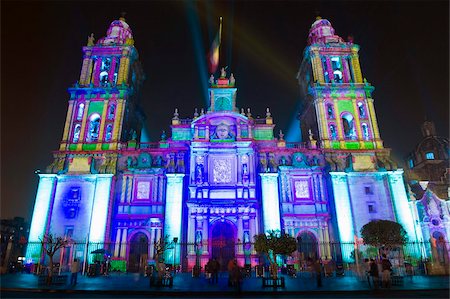Light show at Cathedral Metropolitana, District Federal, Mexico City, Mexico, North America Stock Photo - Rights-Managed, Code: 841-03868621